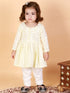 Vastramay SISHU Girl's Yellow And White Chikankari Kurta Leggings Set